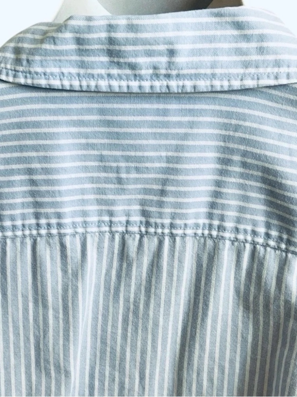 TOMMY HILFIGER Long Sleeve Blue White Stripe Classic Button Down Shirt Women XL - Picture 7 of 13